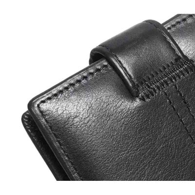 Стилен мъжки портфейл от естествена кожа - телешки бокс с джоб за монети и документи