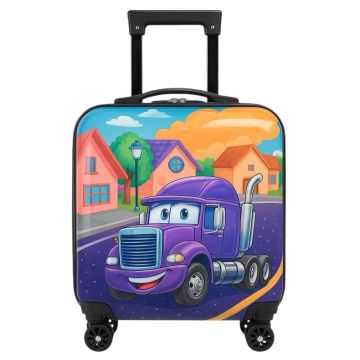 Детски Куфар Камионче 3D (Лилав) | ABS/PC Филм, 4 Колела 360°