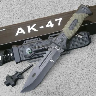 Тактически нож AK-47 за оцеляване с компас и кремък Survivor