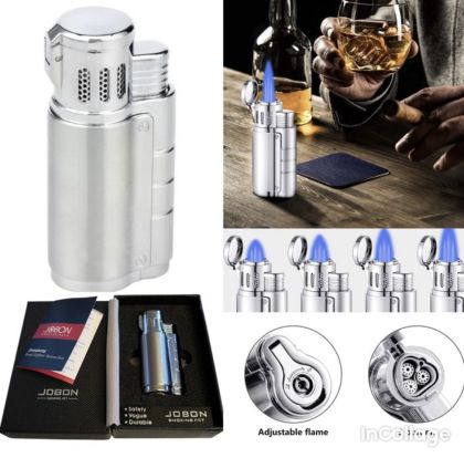 Запалка за пури луксозна с пламък троен джебел пънчер разразяване на пури 