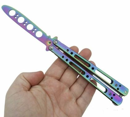 Тренировъчен нож пеперуда CS GO безопасен за деца+калъф за колан