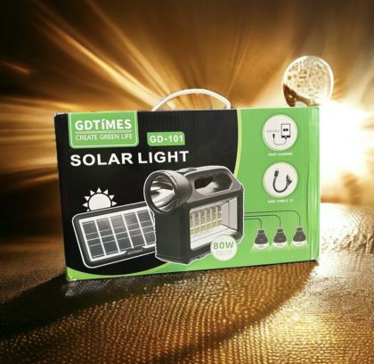  Соларна осветителна система GD-101 – 80W фенер, 3 LED лампи