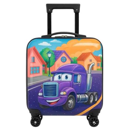 Детски Куфар Камионче 3D (Лилав) | ABS/PC Филм, 4 Колела 360°