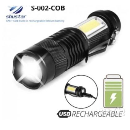 LED Фенер с USB Зареждане – Ярка Светлина, 3 Режима и Регулируем Фокус за Максимална Видимост