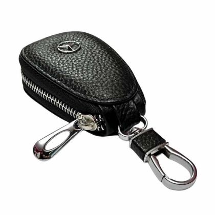 Универсален Кожен ключодържател за автомобилен ключ с карабинер – Естествена кожа (9x6см)