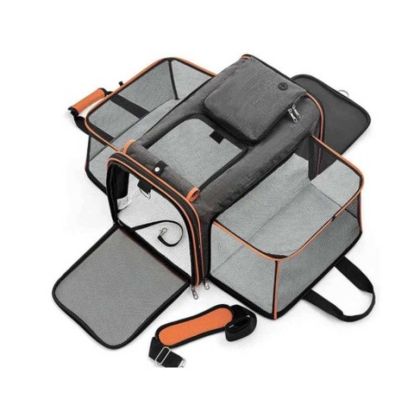 Сгъваемо транспортна чанта за домашни любимци куче или котка Разширяема  43 × 28 × 28 см