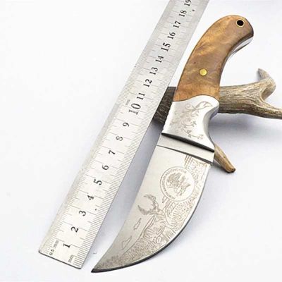 Ловен Нож за Дране с Кожена Кания (Неръждаема Стомана) – Топ Качество