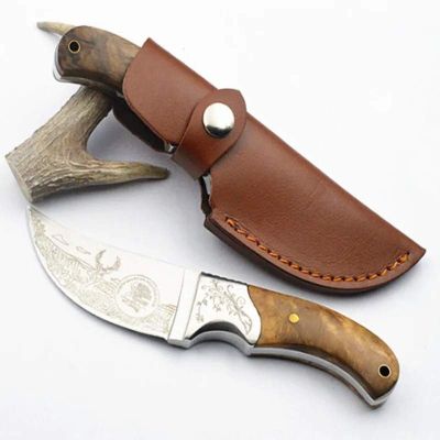 Ловен Нож за Дране с Кожена Кания (Неръждаема Стомана) – Топ Качество