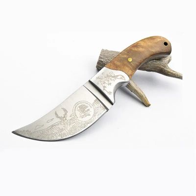 Ловен Нож за Дране с Кожена Кания (Неръждаема Стомана) – Топ Качество