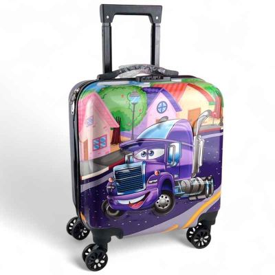 Детски Куфар Камионче 3D (Лилав) | ABS/PC Филм, 4 Колела 360°