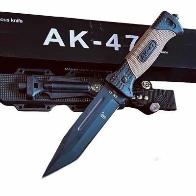 Тактически нож за оцеляване модел AK-47 ловен с компас и кремък Survivor