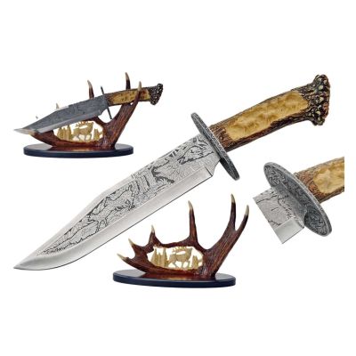 Ловен нож сувенир на трофейна поставка 38,5 см колекционерски модел