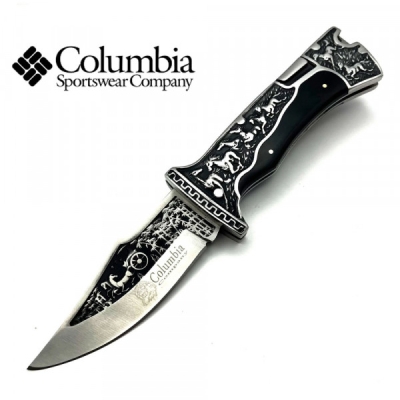 Сгъваем нож джобен+калъф от естествена кожа за колан ловен луксозен