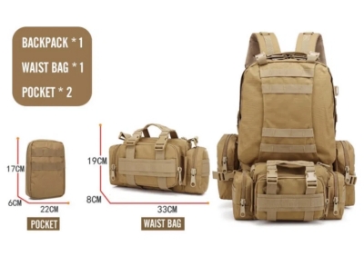Тактическа раница 55L 4в1 – MOLLE, водоустойчива