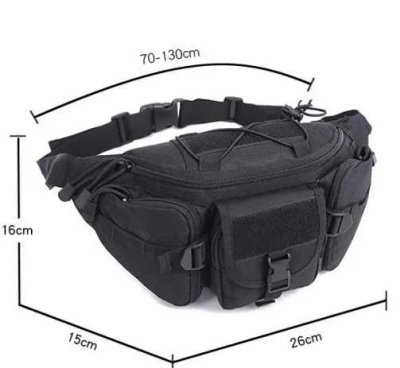 Тактическа чанта за кръст водоустойчива 700D – 35×17×14 см, 5 джоба 