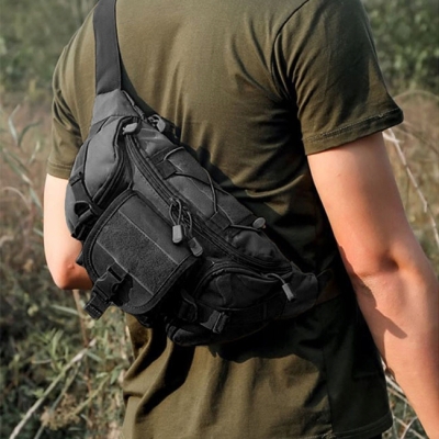 Тактическа чанта за кръст водоустойчива 700D – 35×17×14 см, 5 джоба 