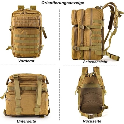 Тактическа раница водоустойчива Army Bag 45L – 900D, Molle, черна, зелена, бежова
