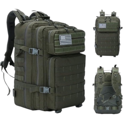 Тактическа раница водоустойчива Army Bag 45L – 900D, Molle, черна, зелена, бежова