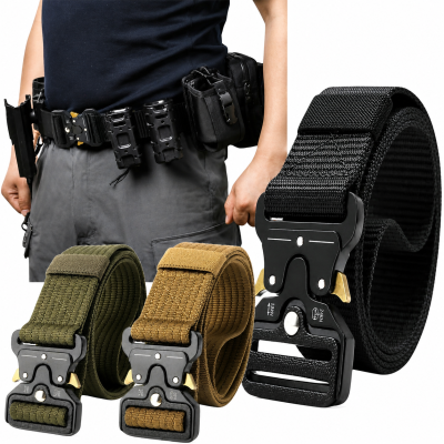 Тактически колан 125 см – метална катарама, полиестер за туризъм и Airsoft
