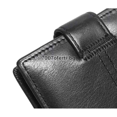 Мъжки портфейл от телешки бокс с джоб за монети и документи
