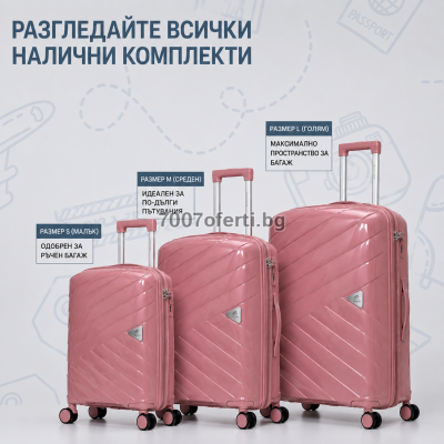 Комплект куфари 3бр New York – полипропилен, колела 360° 