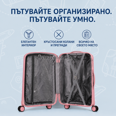 Комплект куфари 3бр New York – полипропилен, колела 360° 
