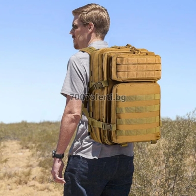 Тактическа раница водоустойчива Army Bag 45L – 900D, Molle, черна, зелена, бежова